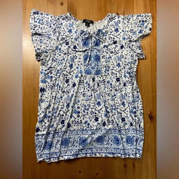 Dalia Summery Floral Boho Short  Sleeve Top - Picture 5 of 6